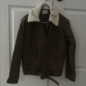 Universal Thread Brown Bomber Jacket with Shearling Collar